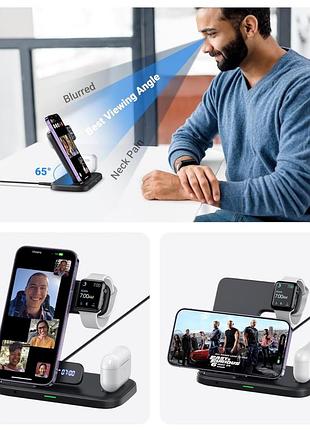 Бездротова зарядна станція iniu 3 в 1 apple, airpods iphone watch7 фото
