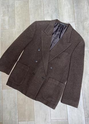 Коричневый шерстяной пиджак,оверсайз,большой размер