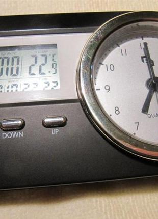 Годинник настільні з термометром і будильником, нові2 фото