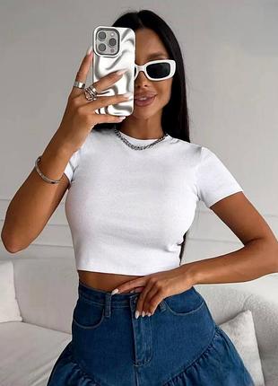 Базова вкорочена футболка в рубчик топ в рубчик