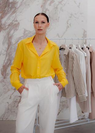 Рубашка женская классическая желтая s, m, l