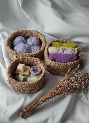 Кошик для зберігання, органайзер, кашпо з джуту, ручна робота, джутовий органайзер, джутовий кошик.