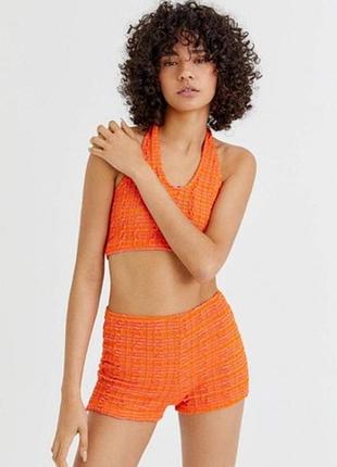 Легкий вязаный костюм шорты топ bershka