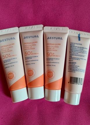 Миниатюра санскрина aestura derma uv 365 red calming tone-up suncreen spf50+ pa++++, 10 мл