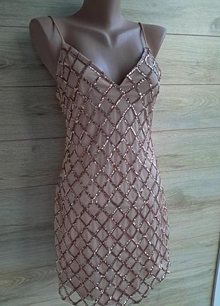 Блестящее нарядное платье паетки in the style s-m вечернее коктейльное платье