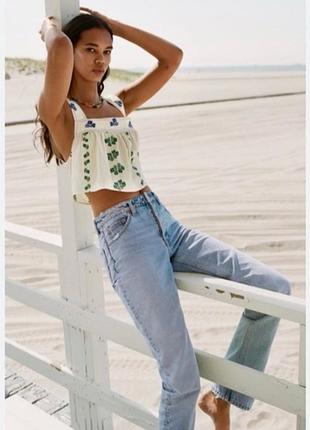 Стильний укорочений топ кроп блузка блуза принт zara, р.l