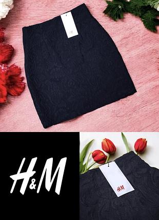 💙 темно-синя мереживна спідниця h&m з етикеткою — вишуканий акцент у гардеробі!