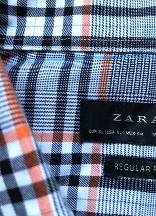 Мужская рубашка в клетку zara man regular fit4 фото