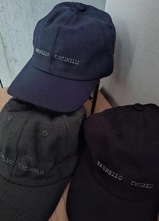Кепки brunello cucinelli хлопок черный, синяя, серая