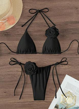 Купальник роздільний з аплікацією квітка роза