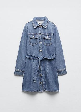 Розпродаж джинсова сукня з поясом нова колекція zara плаття
