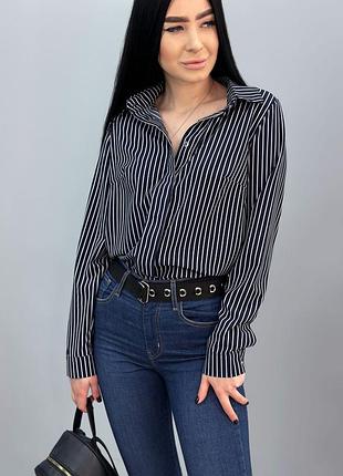 Сорочка з довгими рукавами у смужку