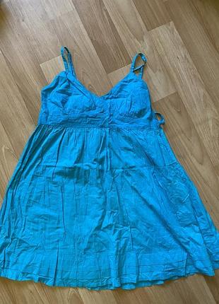 Красиве бавовняне плаття сарафан бірюзово блакитного кольору