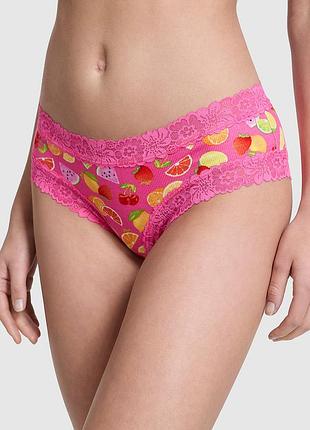 Трусики в рубчик з мереживом victorias secret