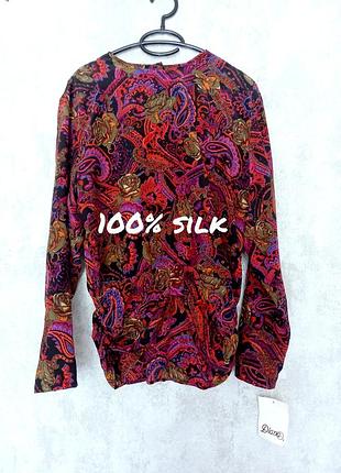 100% шовк, нова вінтажна шовкова блуза