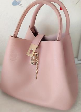 Сумка женская, цвет пудра, искусственная кожа.