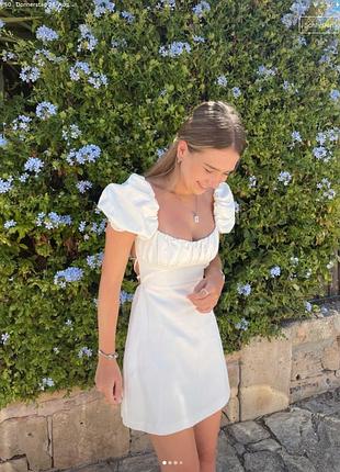 Белое летнее платье zara viscose linen cotton