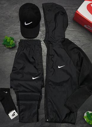 Комплект grey nike плащевка / дайвинг (черный цвет) + кепка + носки🎁
