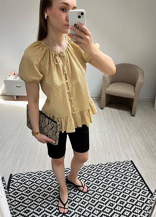 Топ в клітинку бохо буфери рукава