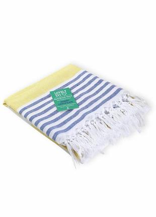 Рушник пештемаль lovely svi бавовняний, пляжний, хам, spa — xхl 100x180 см yellow/blue stripes