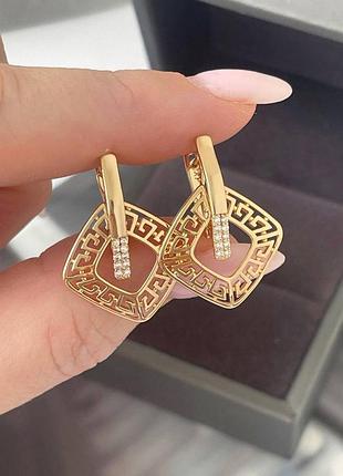 Классические серьги медсплав медзолото орнамент версаче