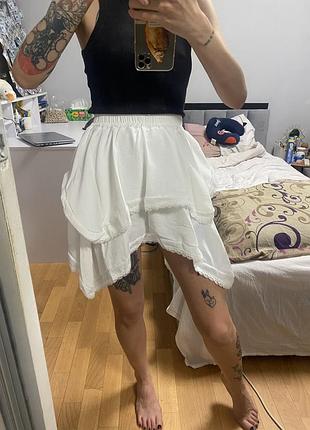 Спідниця жіноча біла мереживна міні