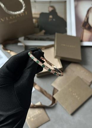 Браслет bvlgari serpenti viper bracelet 18k rose gold with malachite/diamonds