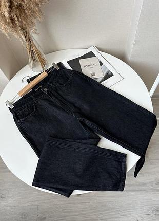 Чорні графітові щільні джинси мом слім massimo dutti mom slim