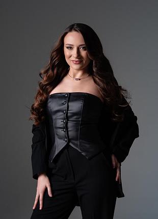 Корсет на гудзиках з екошкіри