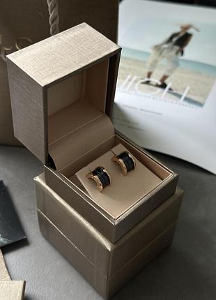 Сережки bvlgari b.zero1 earrings in 18k rose gold/black ceramic