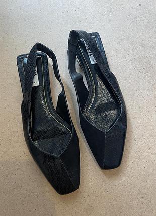 Мюлі zara з двома типами тканини