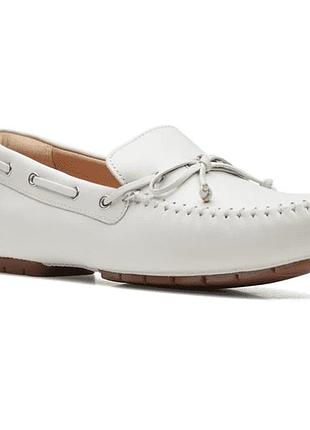 Шкіряні туфлі clarks mocc tie white
