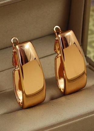Сережки xuping jewelry велика пластина 3,4 см золотисті