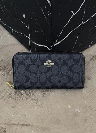 Premium | женский кошелек coach черный  на много отделений большой коуч