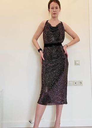 Вечернее платье кольчуга moodstories, новое, размер s, со стразами