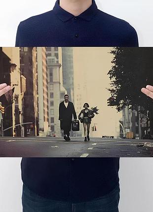 Ретро плакат leon resteq зі щільного крафтового паперу 50.5x35cm. постер леон кілер і матильда
