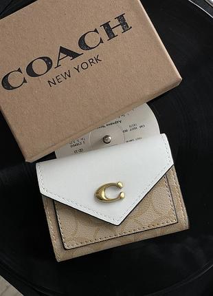 Premium | кошелек женский coach молочный с коробкой небольшой коуч