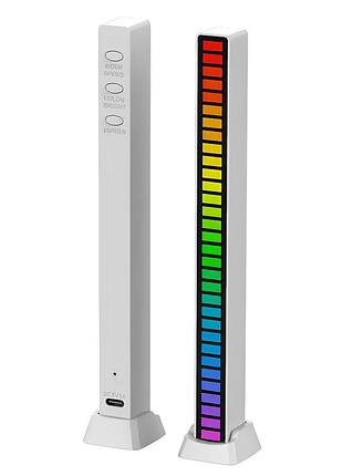 Светодиодный usb rgb светильник с микрофоном. led светильник "уровни музыки", 32 светодиода 5v, 18 см. аудио