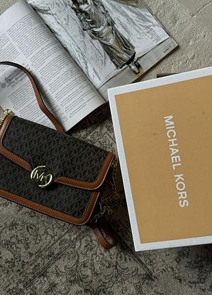 Premium | сумка женская  michael kors кросс-боди коричневый jessie small signature crossbody bag майкл корс