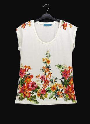 Футболка вискозная "cool code" с ярким цветочным принтом, eur38.