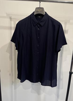 Сорочка на короткий рукав uniqlo темно синя жіноча
