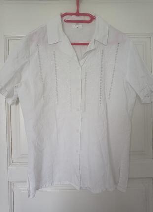 Новая льняная женская рубашка белая р.xs 44