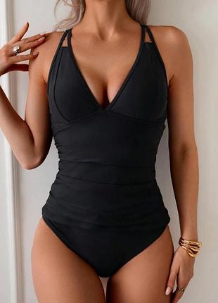 🥰 базовий суцільний купальник shein xl з завʼязками