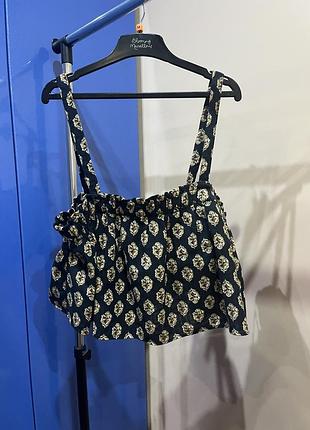 Кроп-топ бавовняний вільний на бретелях zara l3 фото
