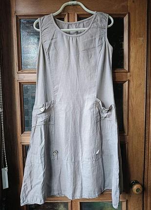 Итальянское платье, 100% лен с боковыми эластичными вставками