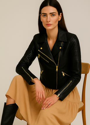 River island куртка косуха натуральна шкіра2 фото