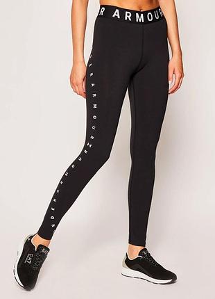 Оригінальні жіночі котонові лосини under armour чорні бавовняні легкі легінси аднер армур ундер армор спортивні для залу бігу фітнесу _1