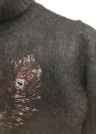 Joop дизайнерский супер тёплый вязаный свитер с вышивкой бисером шерсть альпаки7 фото