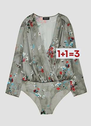 1+1=3 🎁 красивый боди с вырезом в цветочный принт от zara