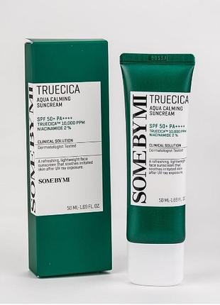 Заспокійливий сонцезахисний крем для обличчя some by mi truecica aqua calming suncream, spf 50+ pa++
